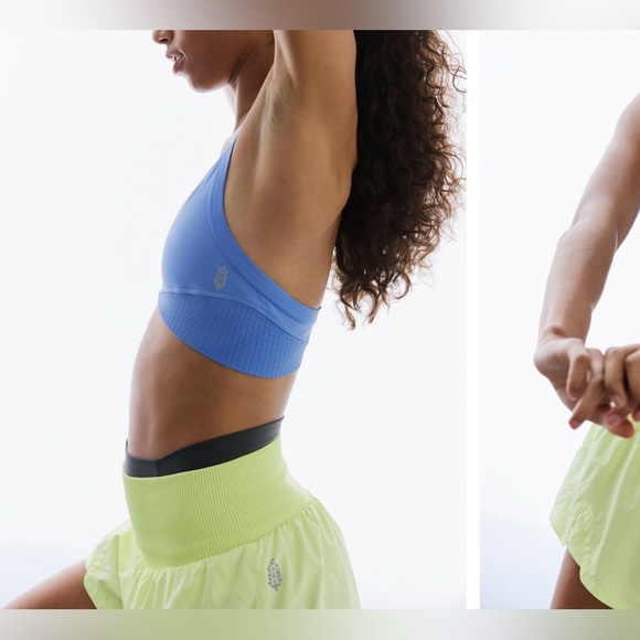 NWT Free People FP Movement Good Karma Super Plunge Bra - cosmic blue - XL - Picture 7 of 14